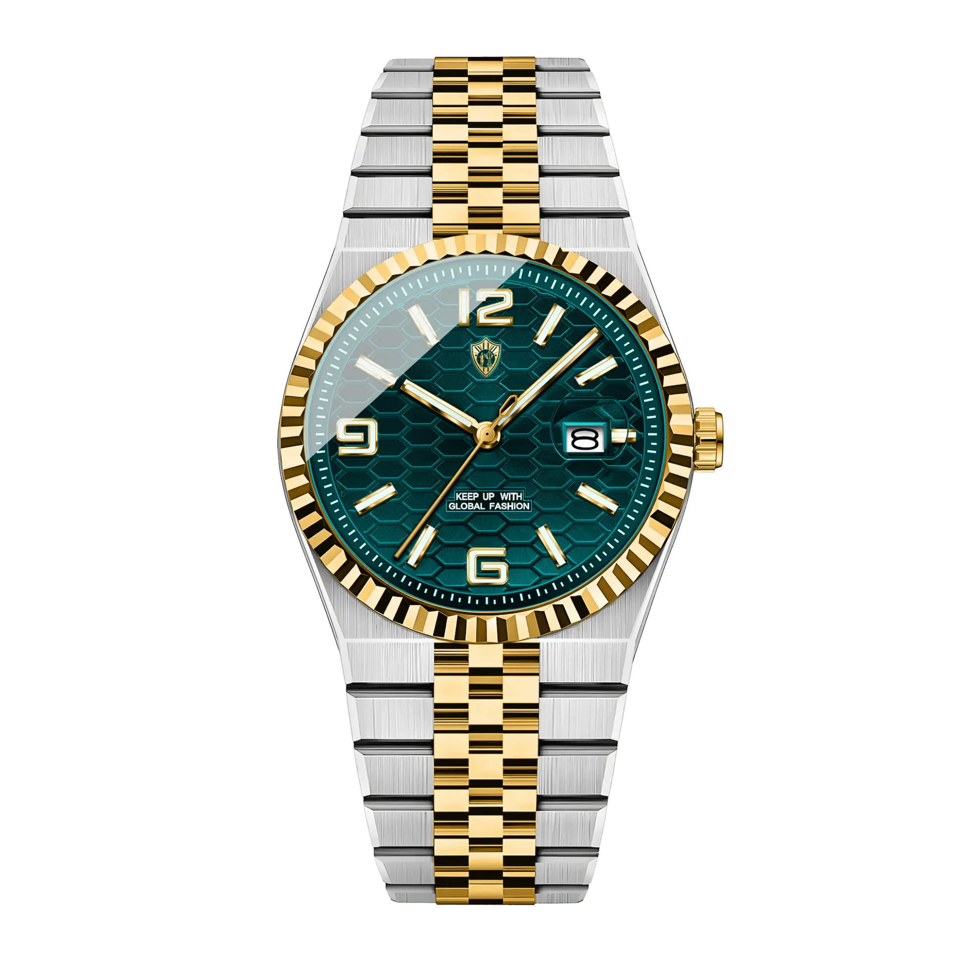 Montre homme luxe bicolore or et acier cadran vert bracelet jubilé 40mm