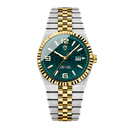 Montre homme luxe bicolore or et acier cadran vert bracelet jubilé 40mm