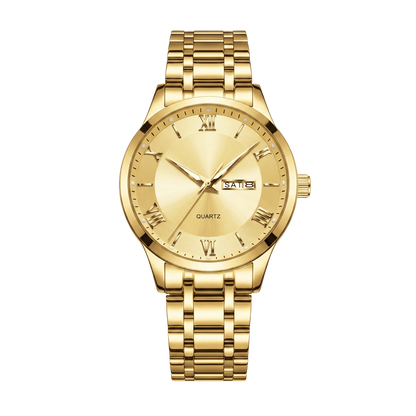 Montre homme luxe jour et date dorée cadran or bracelet or 42mm