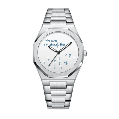 Montre homme luxe octogonale minimaliste cadran blanc bracelet acier intégré 43mm