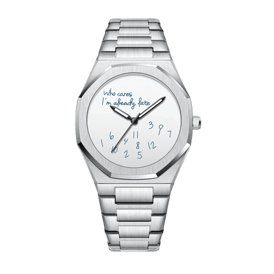Montre homme luxe octogonale minimaliste cadran blanc bracelet acier intégré 43mm