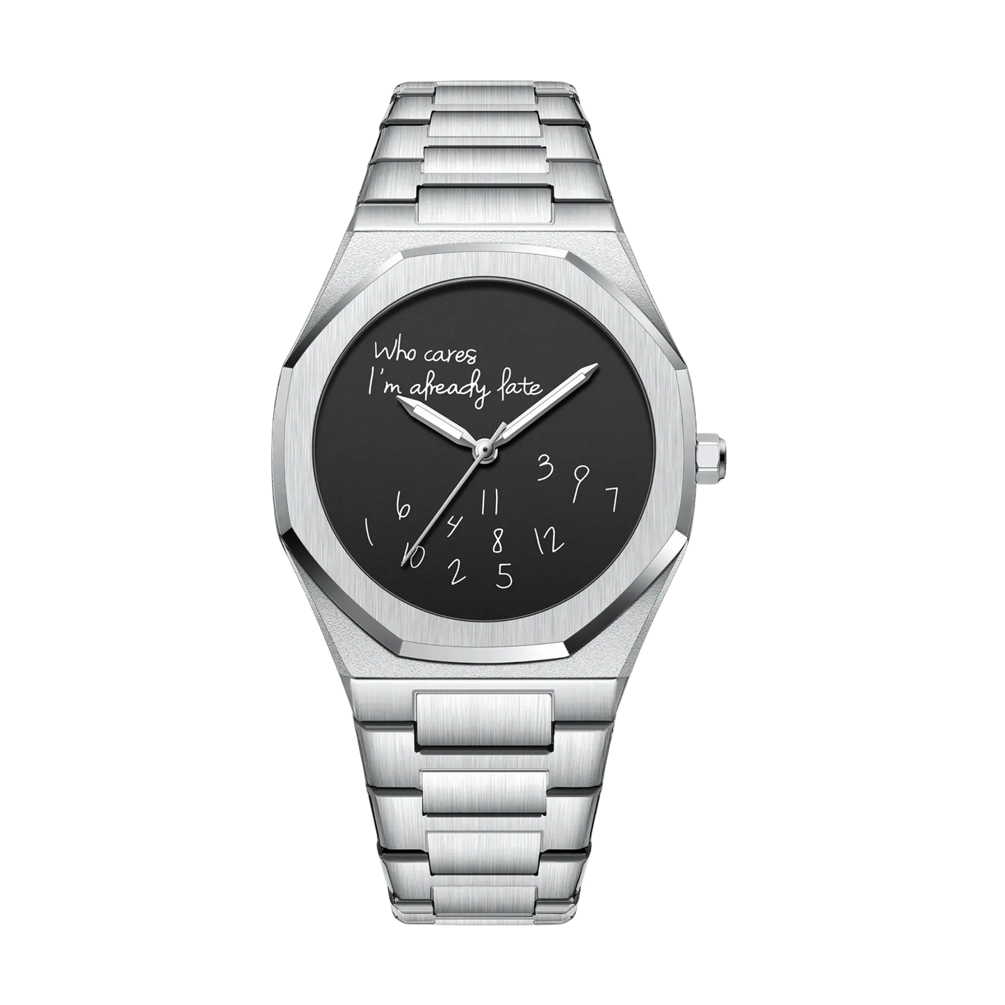 Montre homme luxe octogonale minimaliste anthracite bracelet acier 43mm