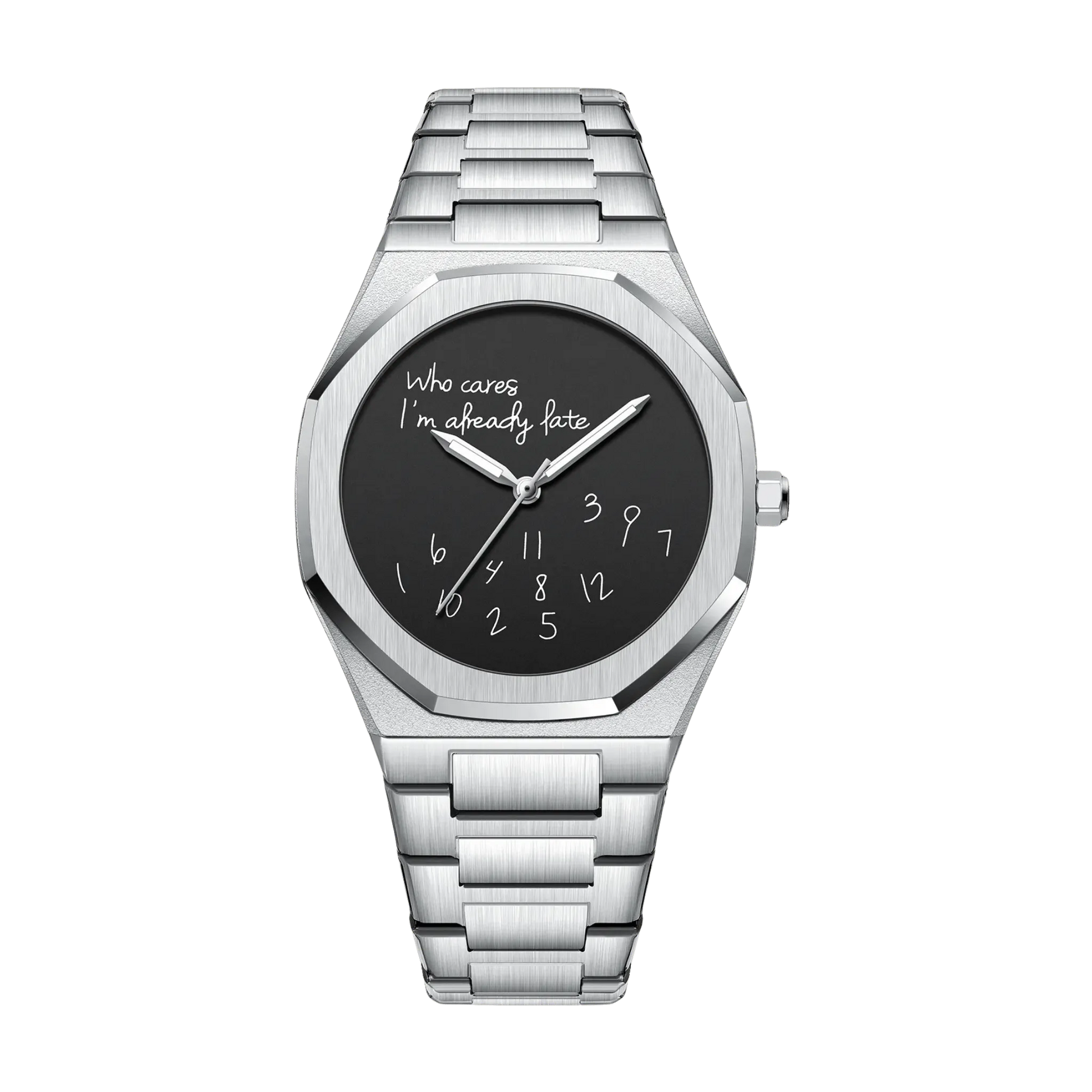 Montre homme luxe octogonale minimaliste anthracite bracelet acier 43mm