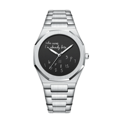 Montre homme luxe octogonale minimaliste anthracite bracelet acier 43mm