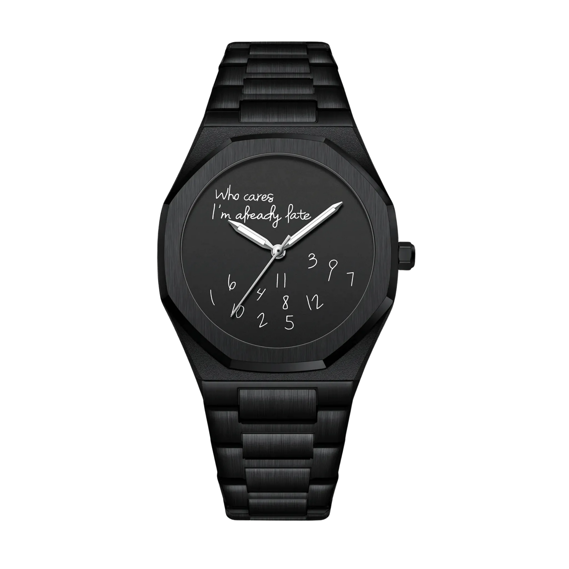 Montre homme luxe octogonale minimaliste full black bracelet acier noir 43mm