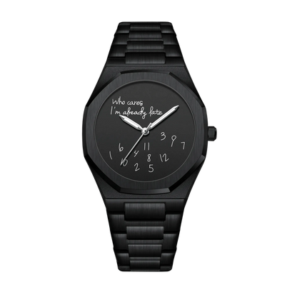 Montre homme luxe octogonale minimaliste full black bracelet acier noir 43mm