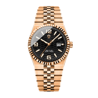 Montre homme luxe dorée cadran noir bracelet jubilé or 40mm