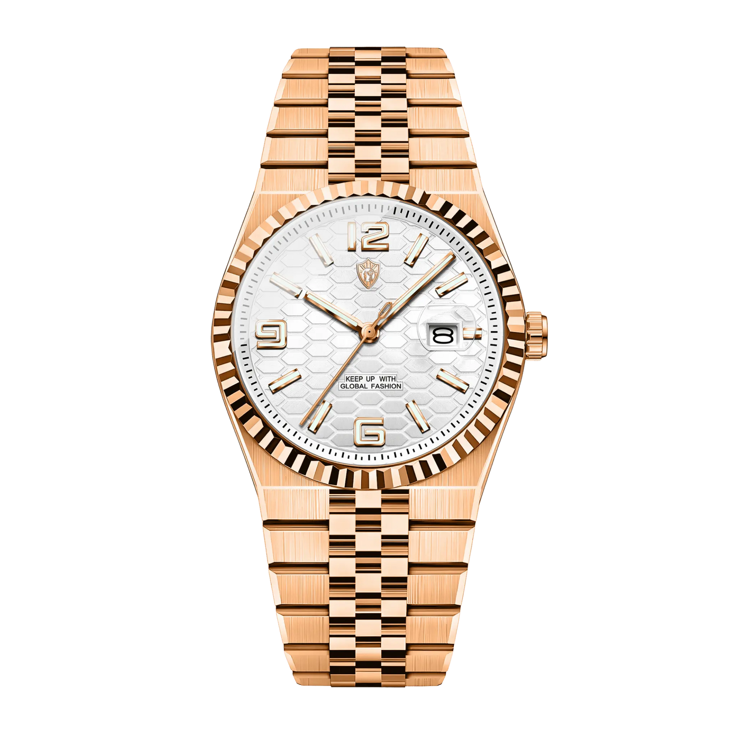 Montre homme luxe rose gold cadran blanc bracelet jubilé 40mm