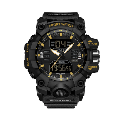 Montre homme sport digitale analogique étanche 50m vert militaire 56mm