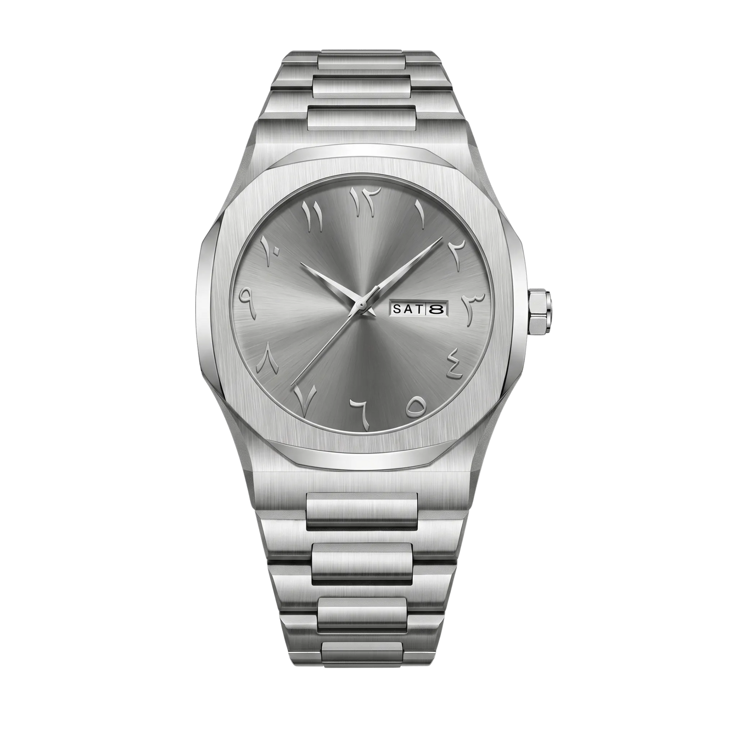 Montre homme sport luxe octogonale acier inoxydable cadran gris 43mm