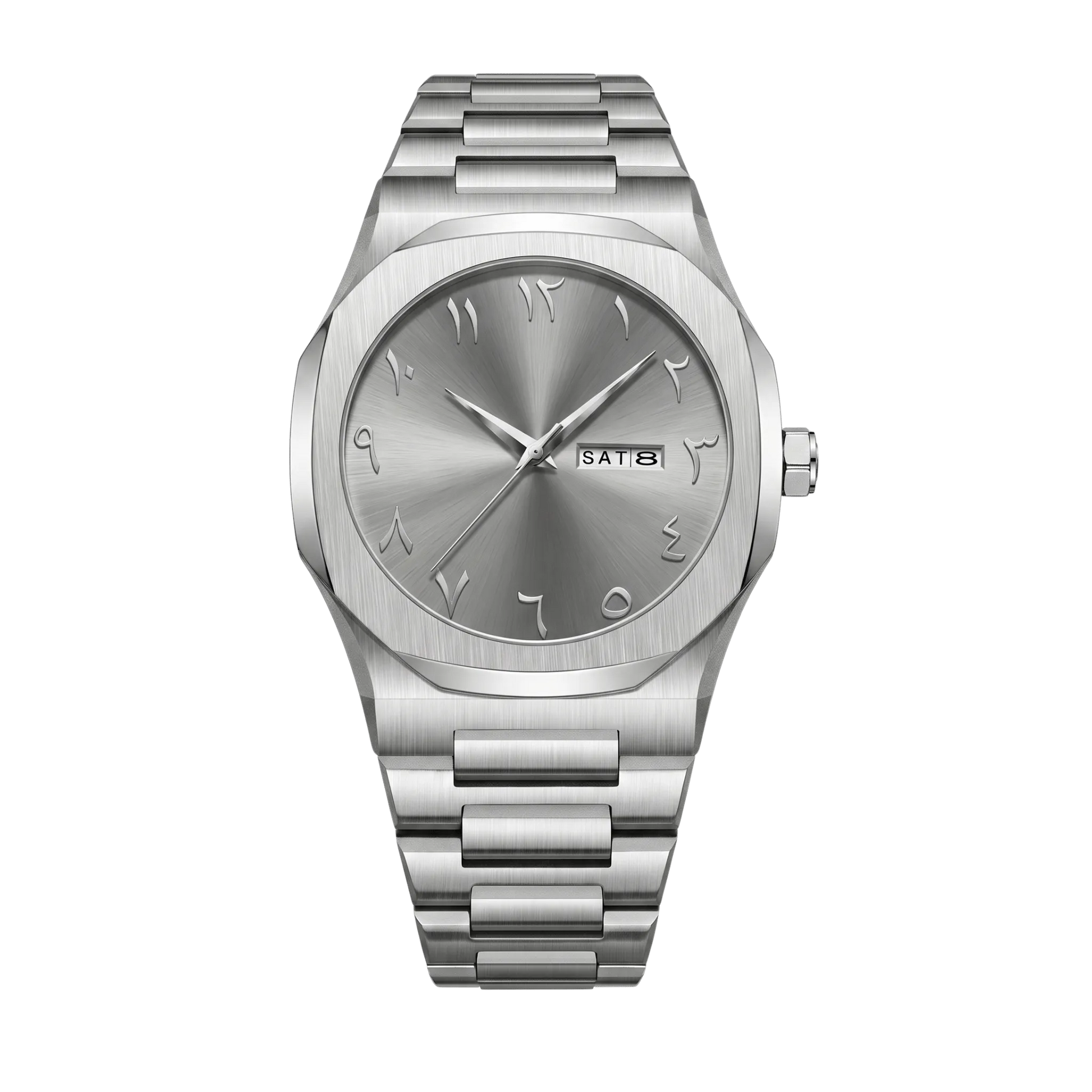 Montre homme sport luxe octogonale acier inoxydable cadran gris 43mm